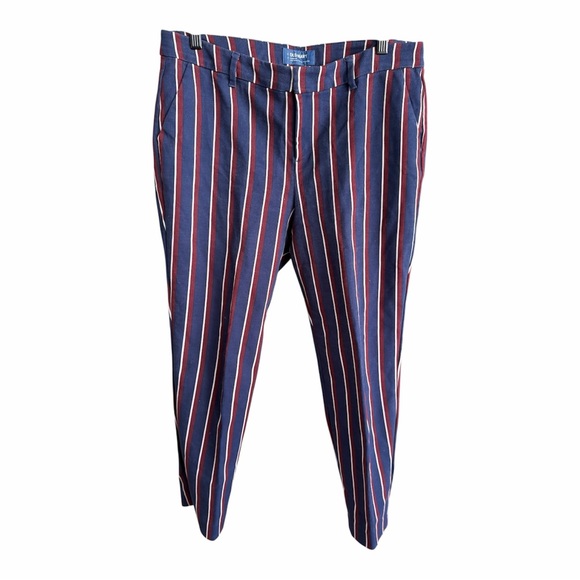 Old Navy Pants - Old Navy Harper Mid Rise Striped Ankle Pants Size 10 Blue Red White Stretch